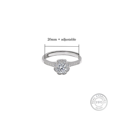 Silver Zircon Flower Blossom Set