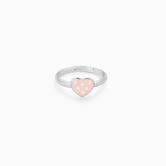 Silver Baby Pink Love Kids Ring