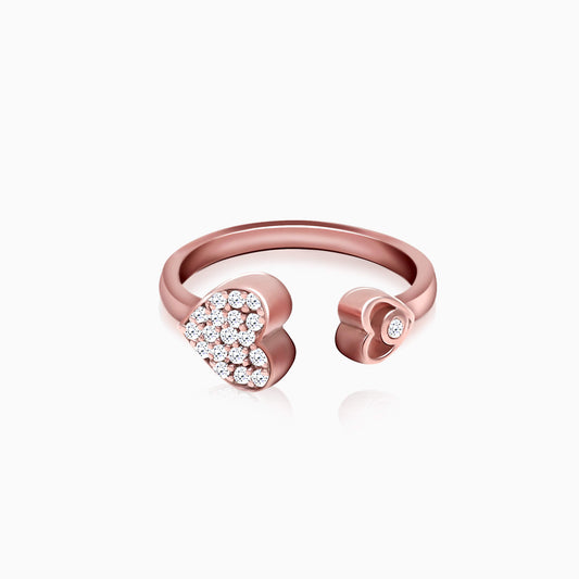 Rose Gold Sparkling Heart Ring