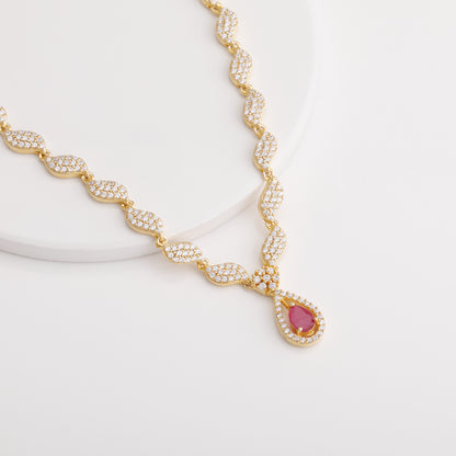 Golden Cherry Pink Necklace