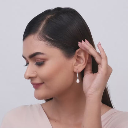 Silver Drops of Pearl Earrings