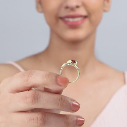 Golden Wine Twirling Petal Ring