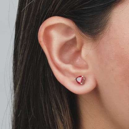Silver Valentine Heart Stud Earrings