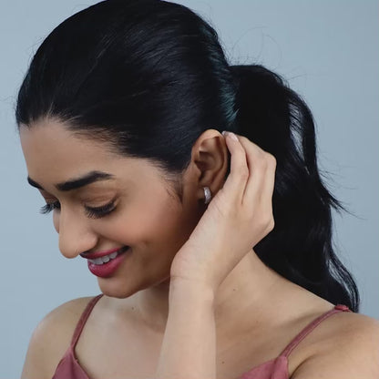 Silver Glittering Huggies Earrings