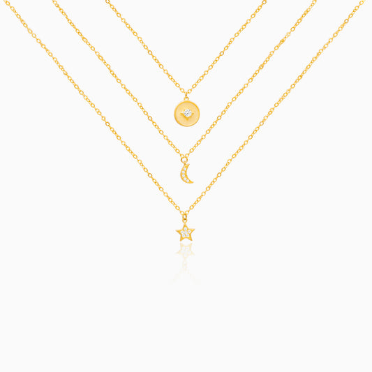 Golden Layered Constellation Charm Necklace